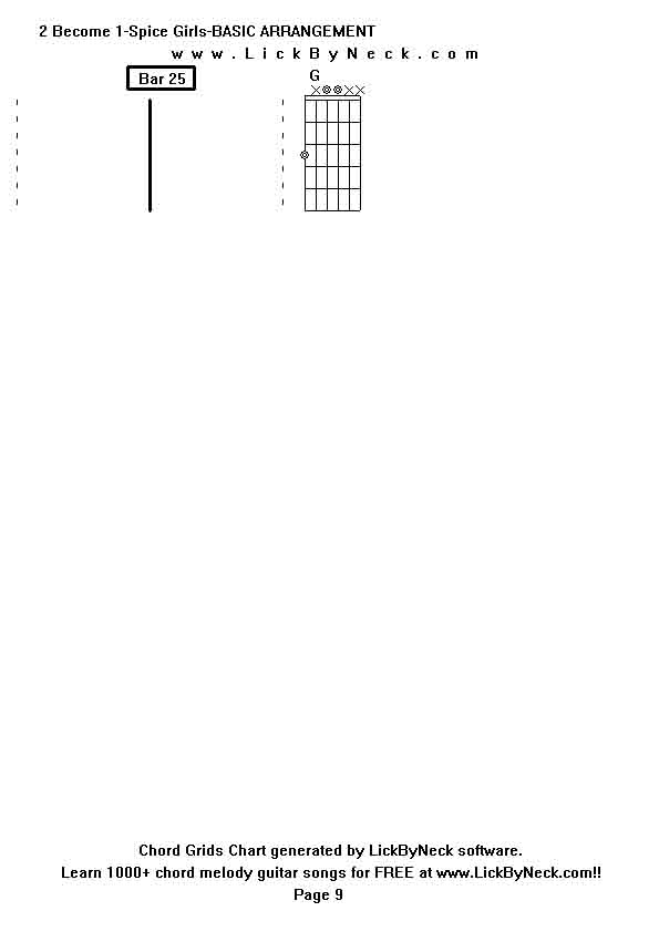 Chord Grids Chart of chord melody fingerstyle guitar song-2 Become 1-Spice Girls-BASIC ARRANGEMENT,generated by LickByNeck software.